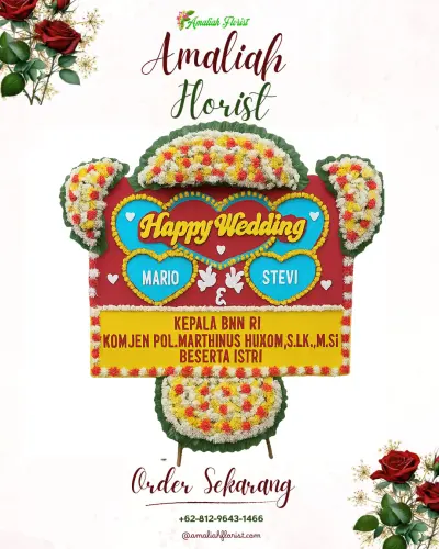 Karangan Papan Bunga Pernikahan di Dringo